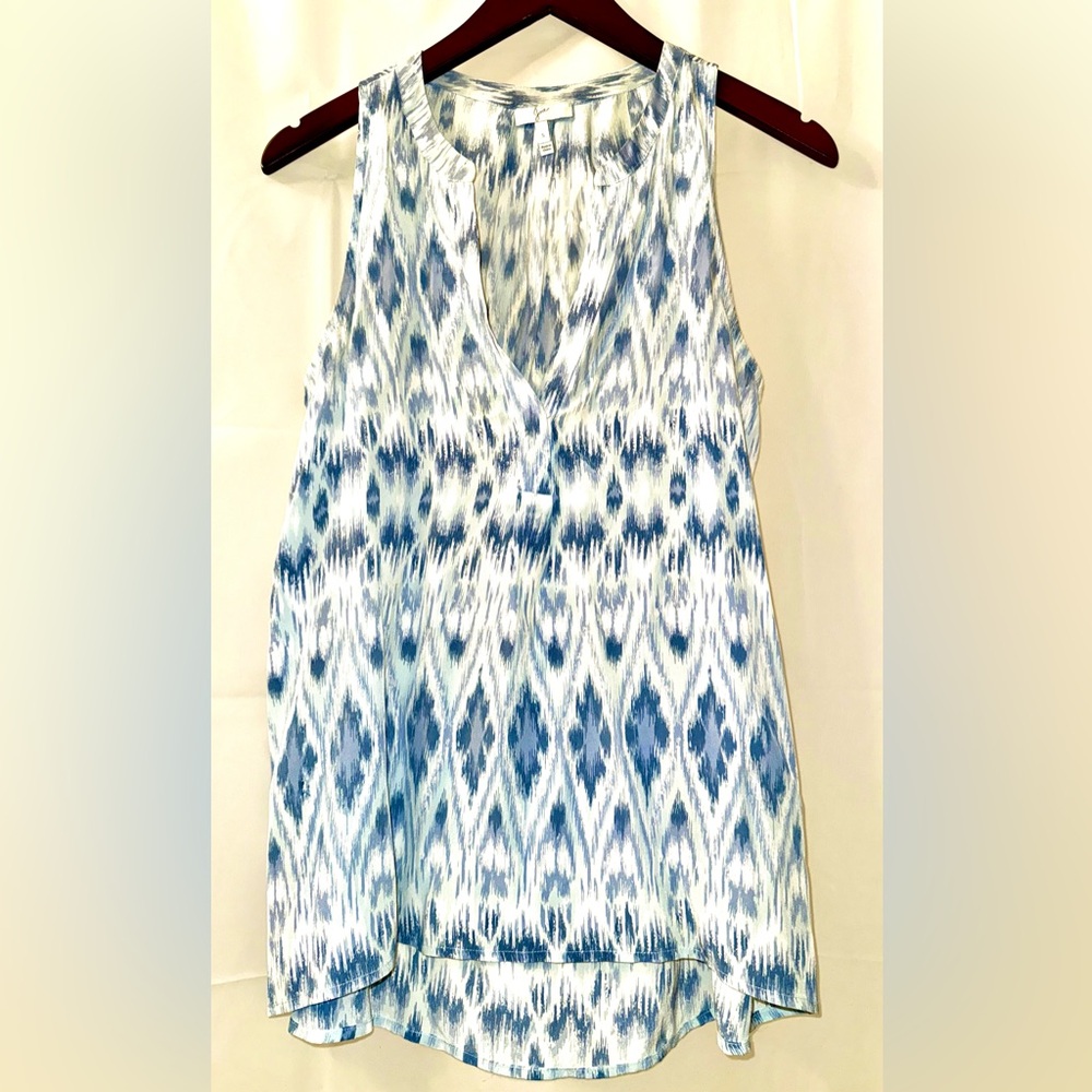 Joie Aruna Ikat Stripe Sleeveless Silk Blouse